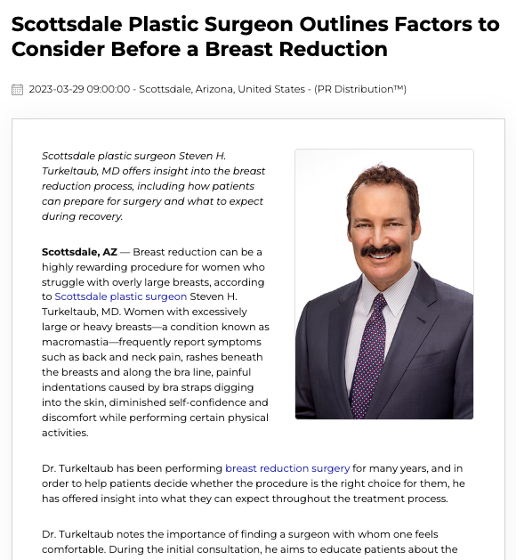 Scottsdale Plastic Surgeon on What to Consider Before a Breast Reduction